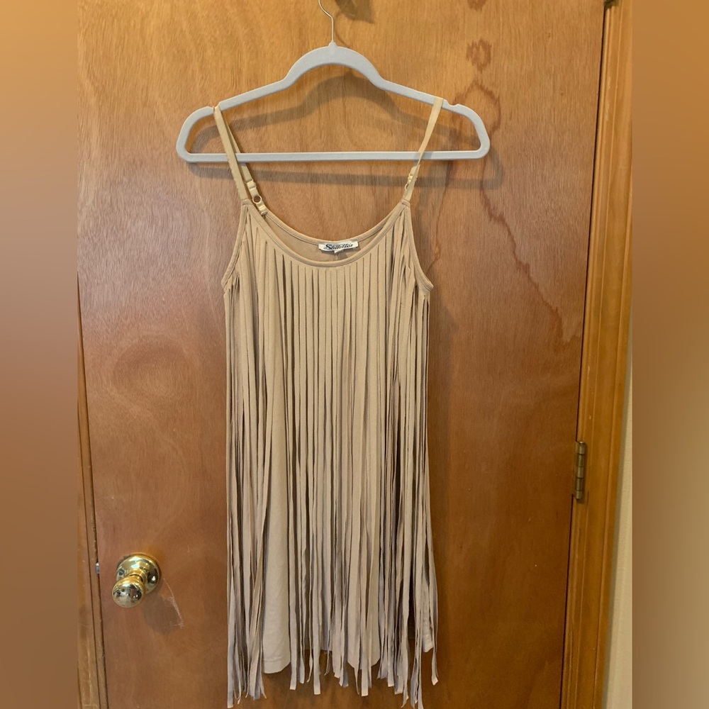 LST CHANCE - Beige fringe mini dress